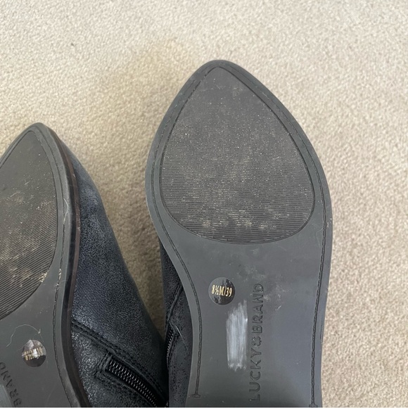 Lucky Brand Women's Kenri Black Leather Side Zip Pointed-Toe Ankle Boot size 8.5 - Picture 8 of 9